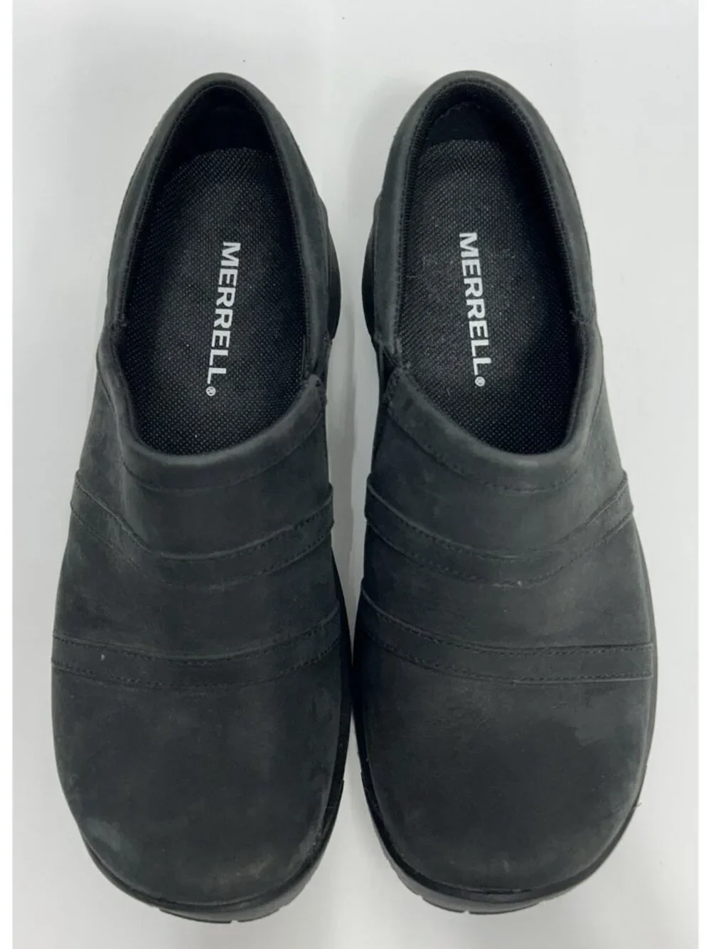 Merrell Womens Shoes Size 7 Encore Moc 4 Black Leather Clogs Slip On Shoes EUC!